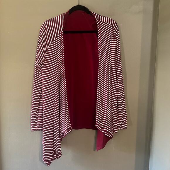 Market Spruce Women's Bold Red Reversible Waterfall Open Front Cardigan, Medium - Picture 3 of 8